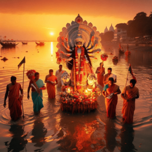 Durga Procession immersion river Dussehra